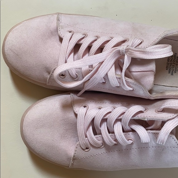 Pink suede platform sneakers - Picture 3 of 6